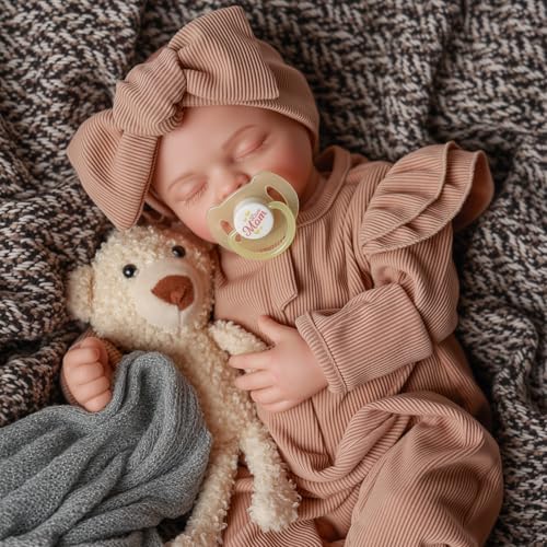 JIZHI Reborn-Puppen Mädchen – 17 Zoll große, realistische Reborn-Babypuppen mit Vinylkörper, lebensechte Reborn-Babys mit geschlossenen Augen, mit Kleidung und Spielzeugzubehör für Kinder ab 3 Jahren von JIZHI