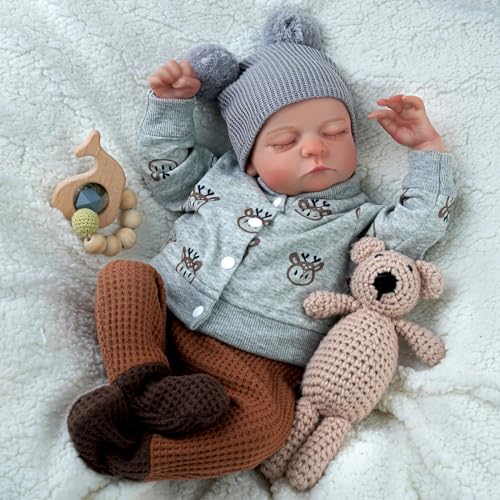 JIZHI Reborn-Baby Junge - 17-Zoll realistische, lebensechte, anatomisch korrekte Ganzkörper-Vinyl-Baby-Puppen mit Puppen-Zubehör für Kinder ab 3 Jahren von JIZHI