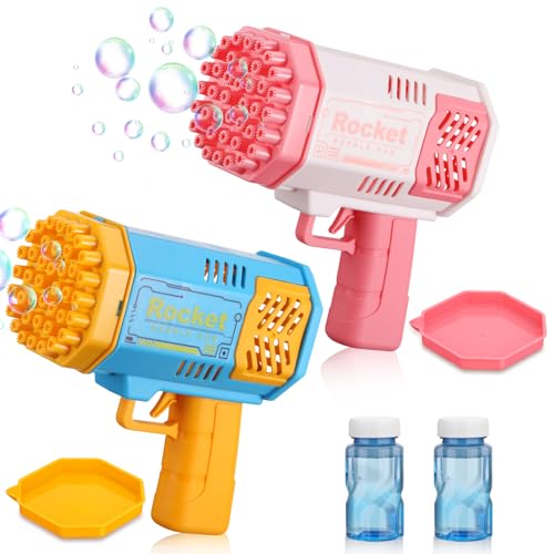 JIZZU 2PCS Seifenblasenpistole für Kinder, 40 Löcher Seifenblasenmaschine Kinder mit 2 Flaschen Seifenblasenlösung, Seifenblasenmacher für Geburtstag, Hochzeiten, Karneval, Party, Strände, Schwimmbad JIZZU 2PCS Seifenblasenpistole für Kinder, 40 Löcher Seifenblasenmaschine Kinder mit 2 Flaschen Seifenblasenlösung, Seifenblasenmacher für Geburtstag, Hochzeiten, Karneval, Party, Strände, Schwimmbad von JIZZU
