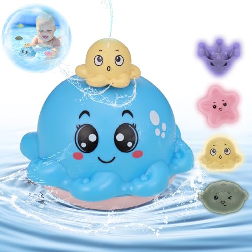 JIZZU Badespielzeug Baby Wasserspielzeug ab 1 2 3 Jahr, LED Oktopus Badewanne Spielzeug Automatischer Wasserstrahl Pool Spielzeug mit 4 Ersatzdüsen für Baby Kinder Kleinkind (ab 6 Monate) JIZZU Badespielzeug Baby Wasserspielzeug ab 1 2 3 Jahr, LED Oktopus Badewanne Spielzeug Automatischer Wasserstrahl Pool Spielzeug mit 4 Ersatzdüsen für Baby Kinder Kleinkind (ab 6 Monate) von JIZZU