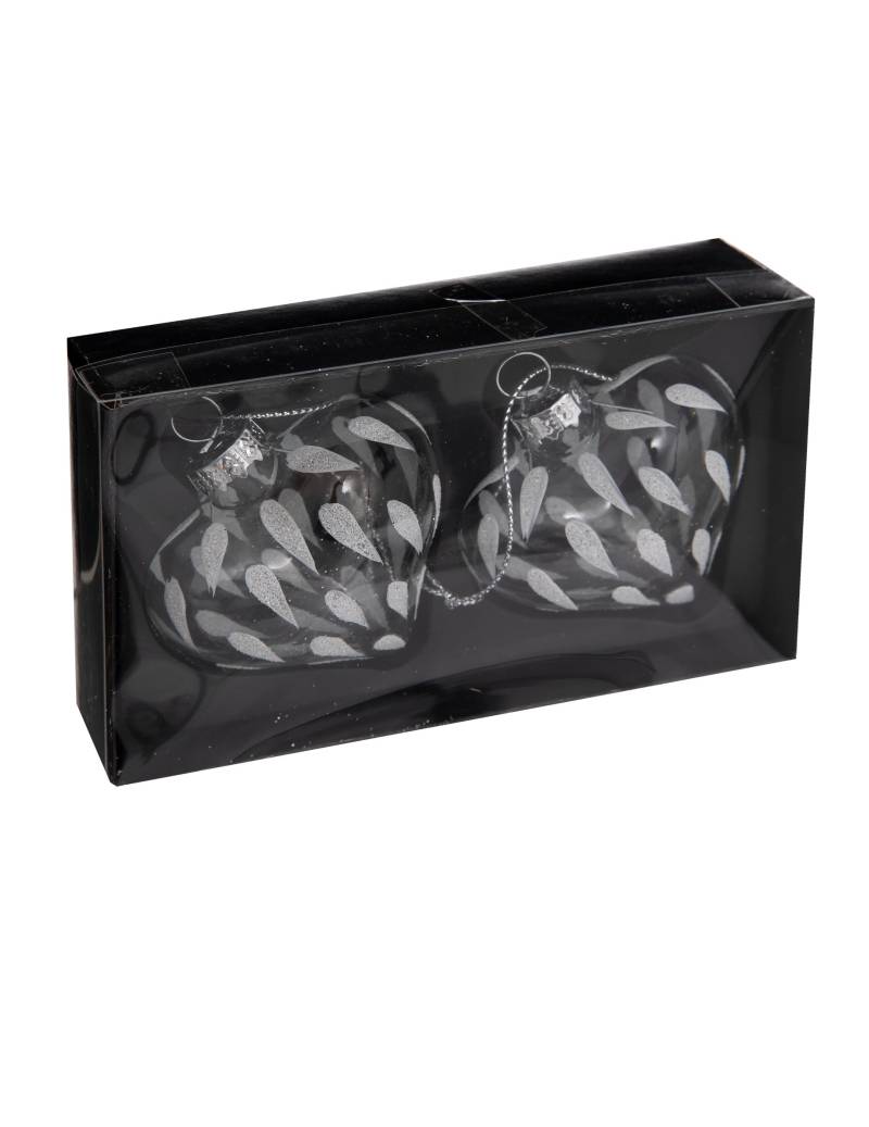 2er Set Herz-Schneekugeln aus Glas 6 cm zum Aufhängen 2er Set Herz-Schneekugeln aus Glas 6 cm zum Aufhängen von JJA