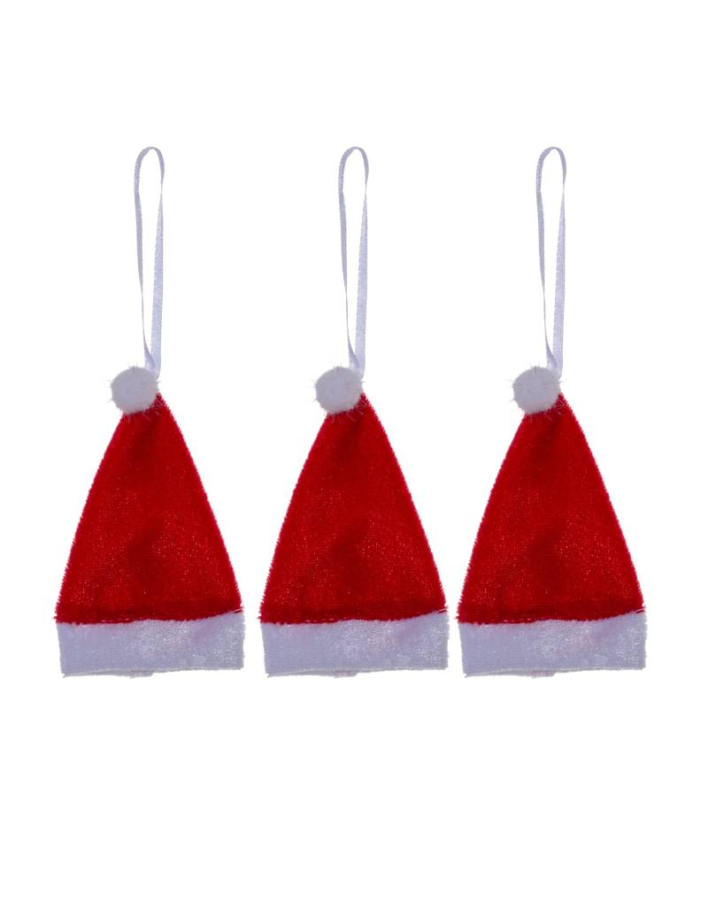 3er Pack Weihnachtsanhänger Weihnachtsmützen rot-weiß 10 cm 3er Pack Weihnachtsanhänger Weihnachtsmützen rot-weiß 10 cm von JJA