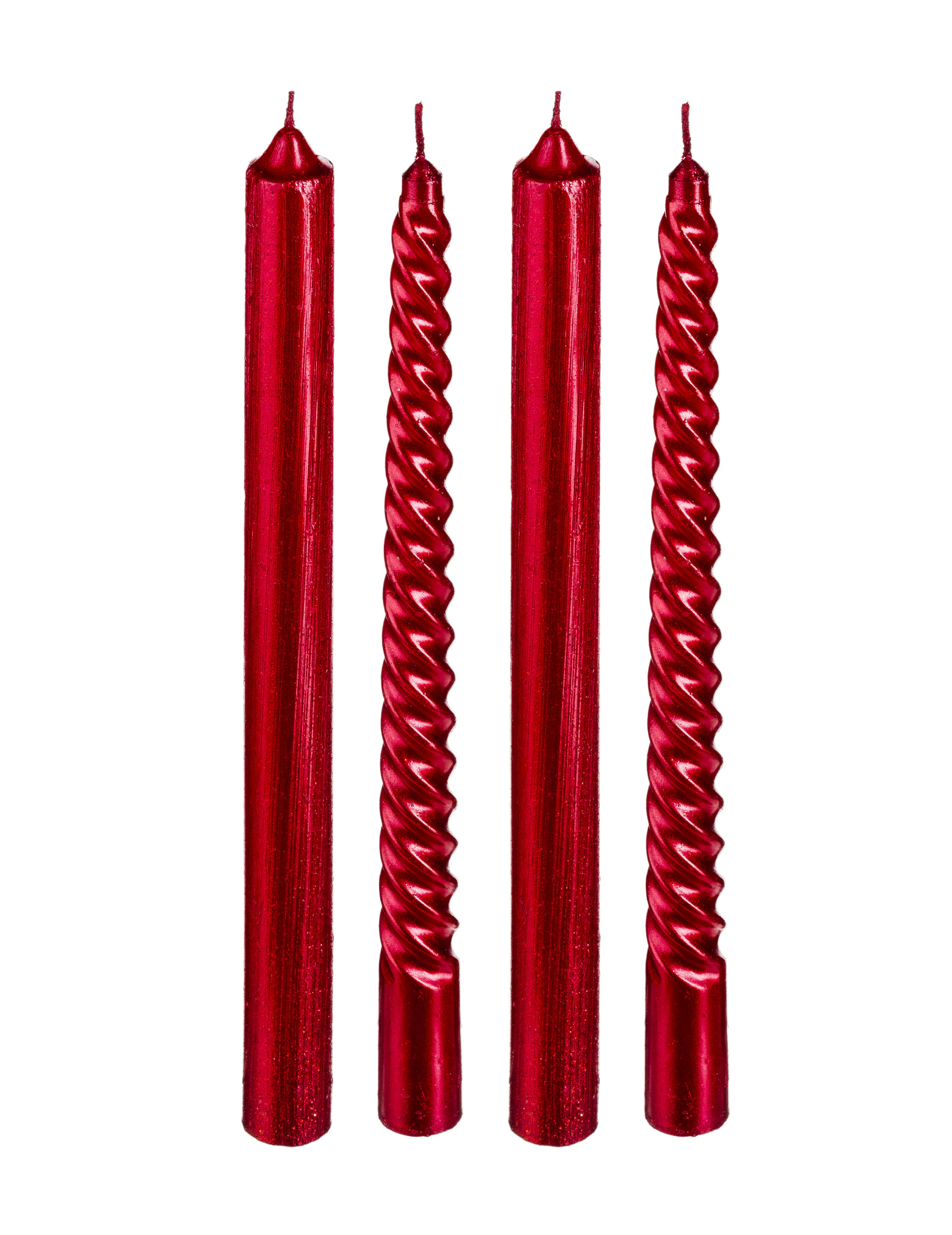 4 rote Stabkerzen mit Goldglitzer 25 cm 4 rote Stabkerzen mit Goldglitzer 25 cm von JJA