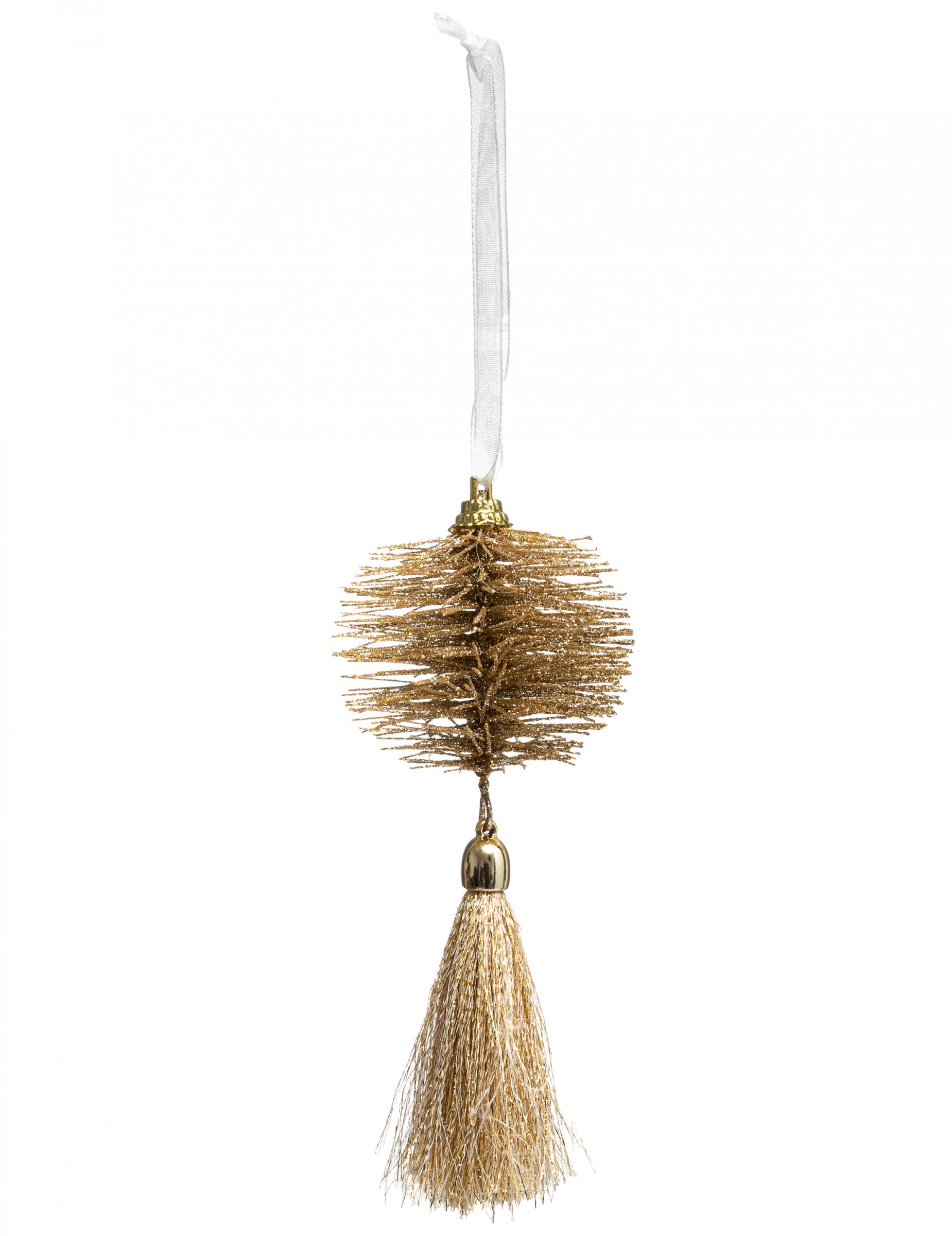 Christbaumschmuck Quaste und Pompon goldfarben 14 x 6,5 cm von JJA