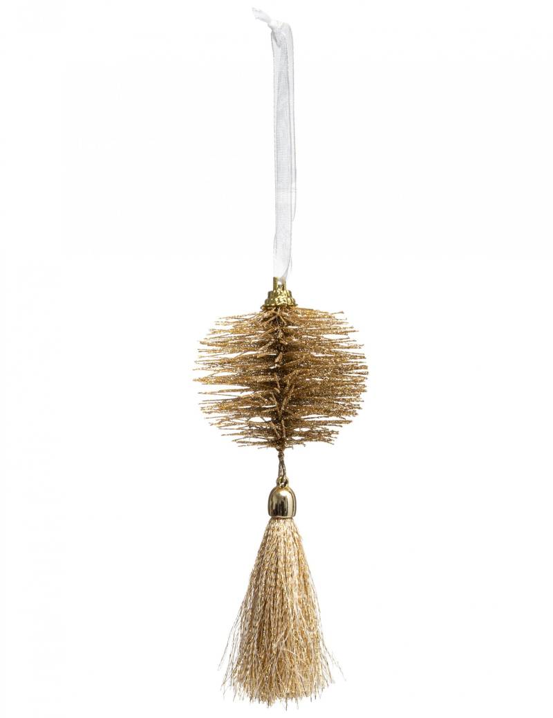 Christbaumschmuck Quaste und Pompon goldfarben 14 x 6,5 cm von JJA