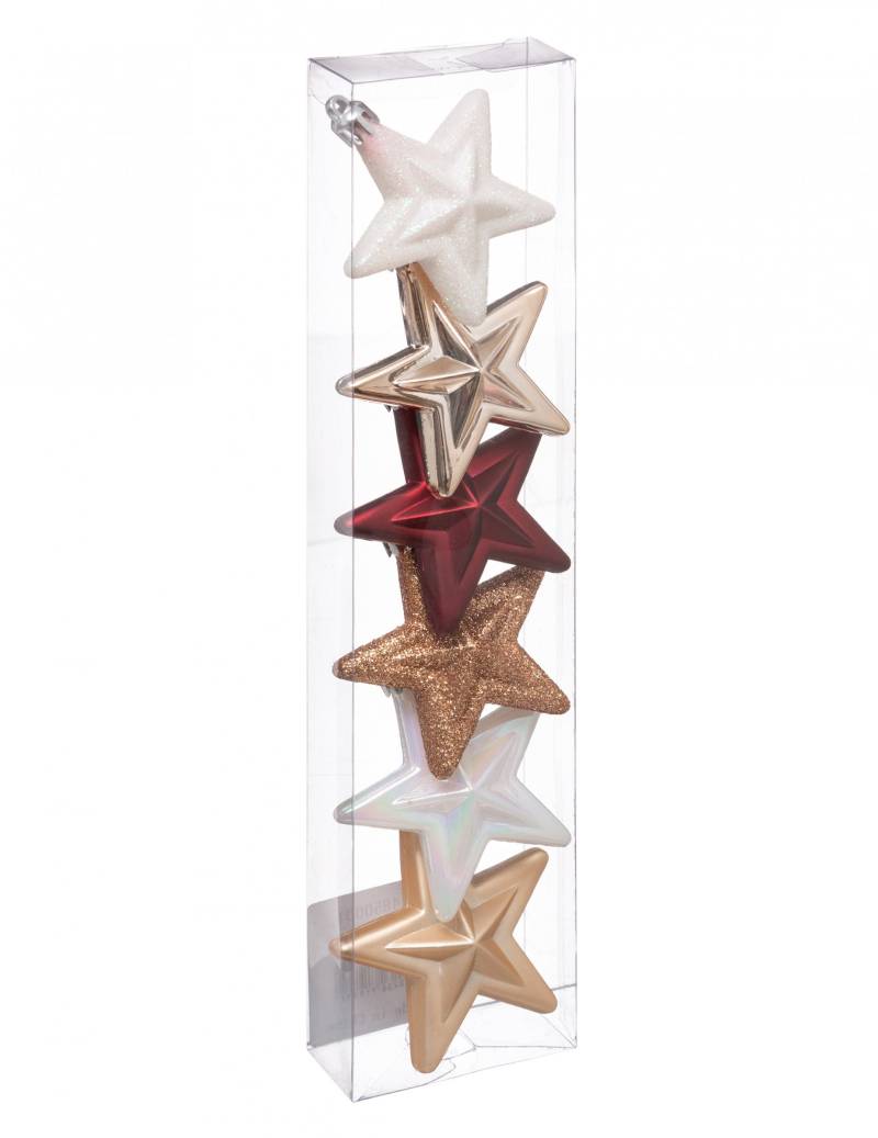 Christbaumschmuck Weihnachtssterne 6-teilig gold-weiß-rot von JJA
