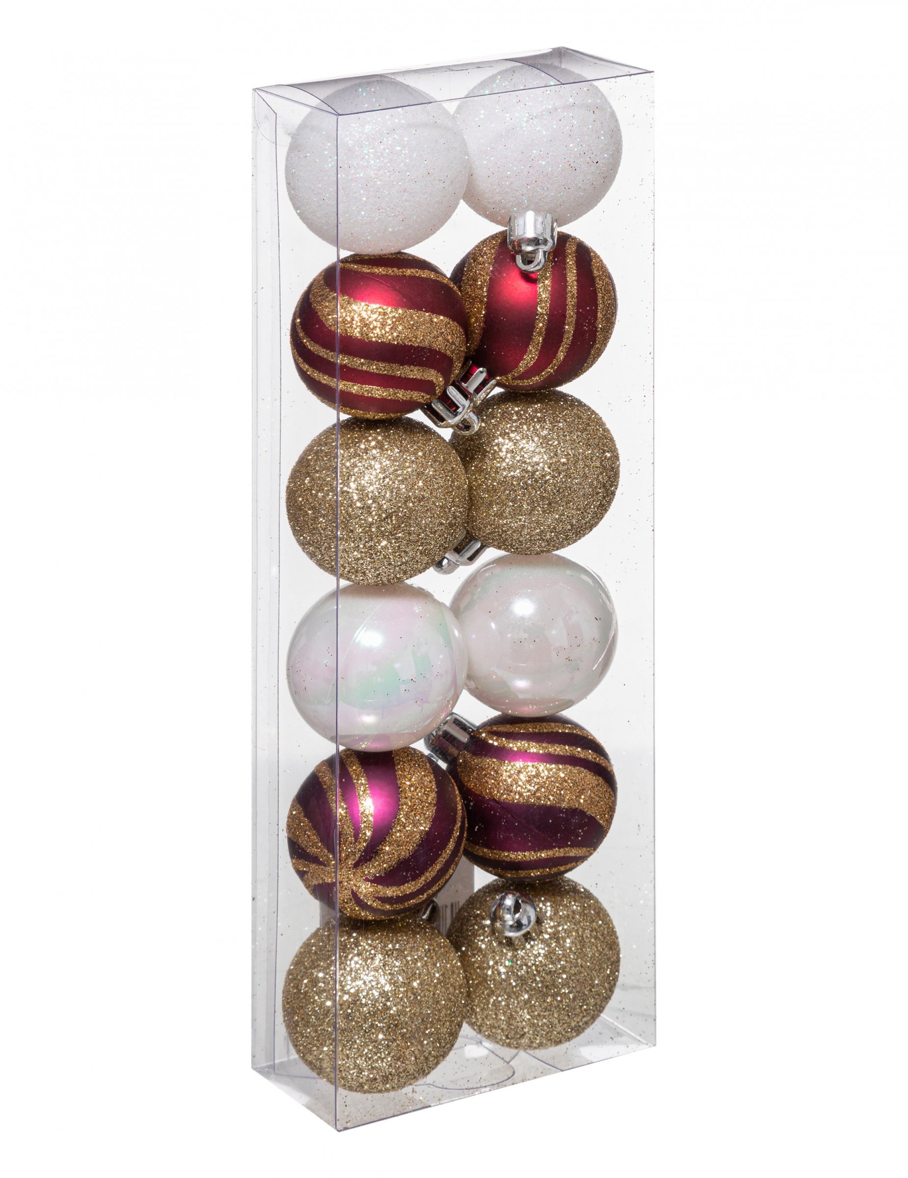 Festliches Weihnachtskugel-Set Christbaum-Deko 12-teilig weiß-rot-goldfarben 4 cm von JJA