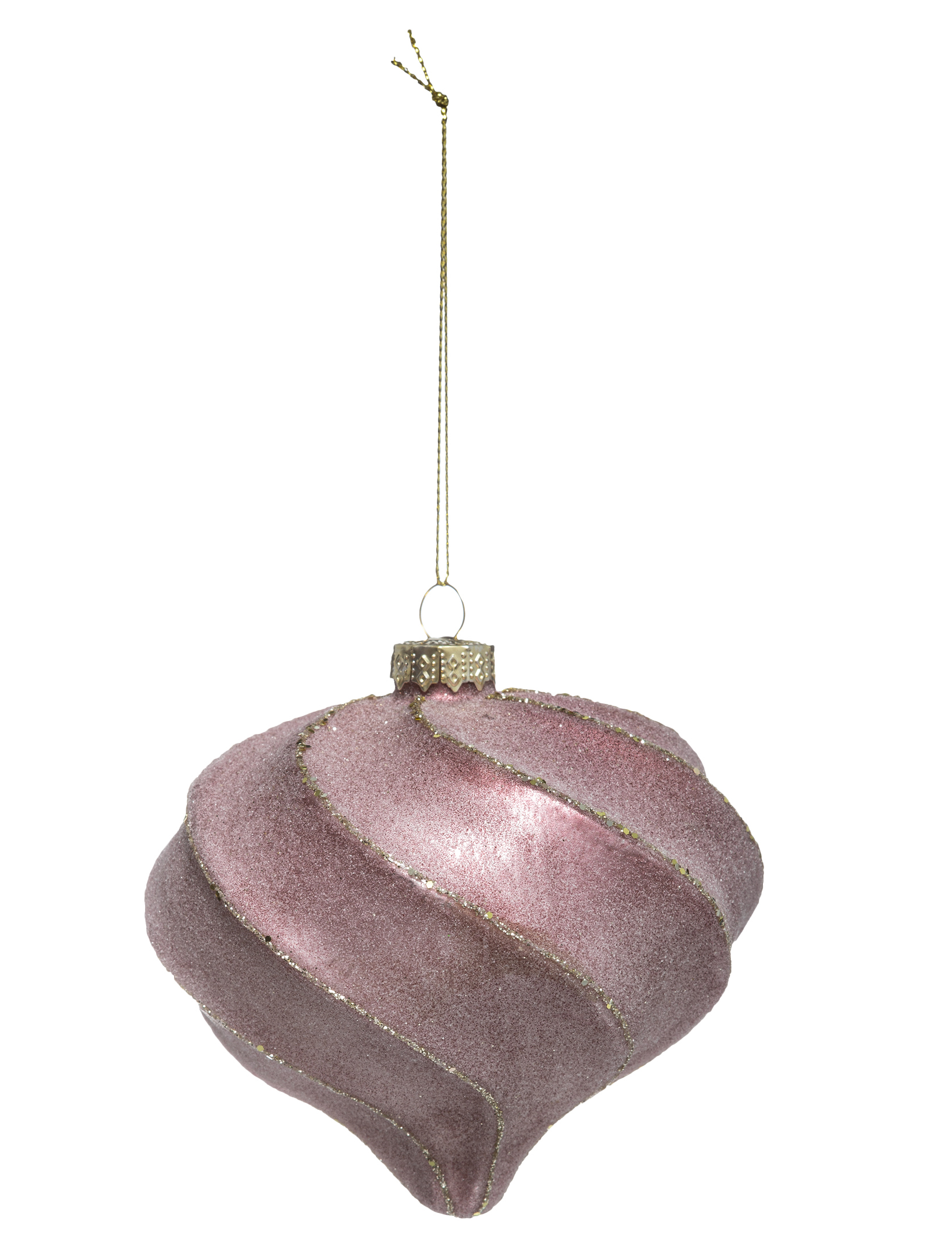 Geschwungene Weihnachtskugel in Tropfenform Christbaumschmuck rosafarben 10 cm von JJA