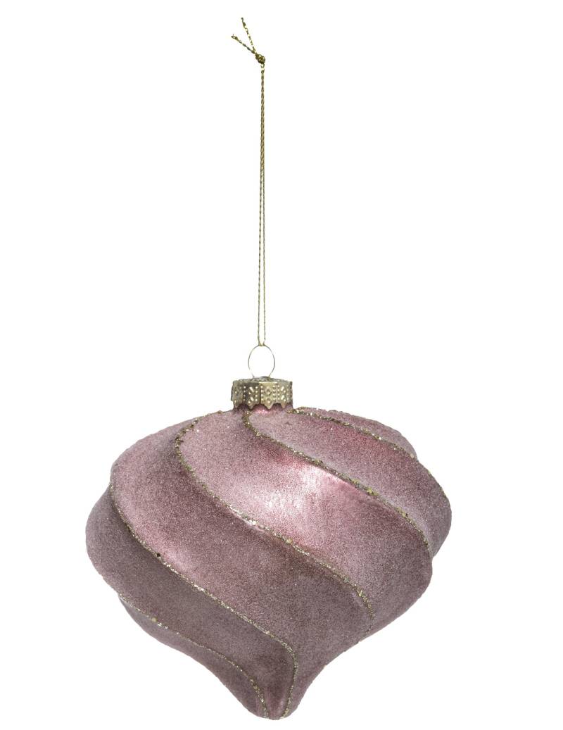 Geschwungene Weihnachtskugel in Tropfenform Christbaumschmuck rosafarben 10 cm von JJA