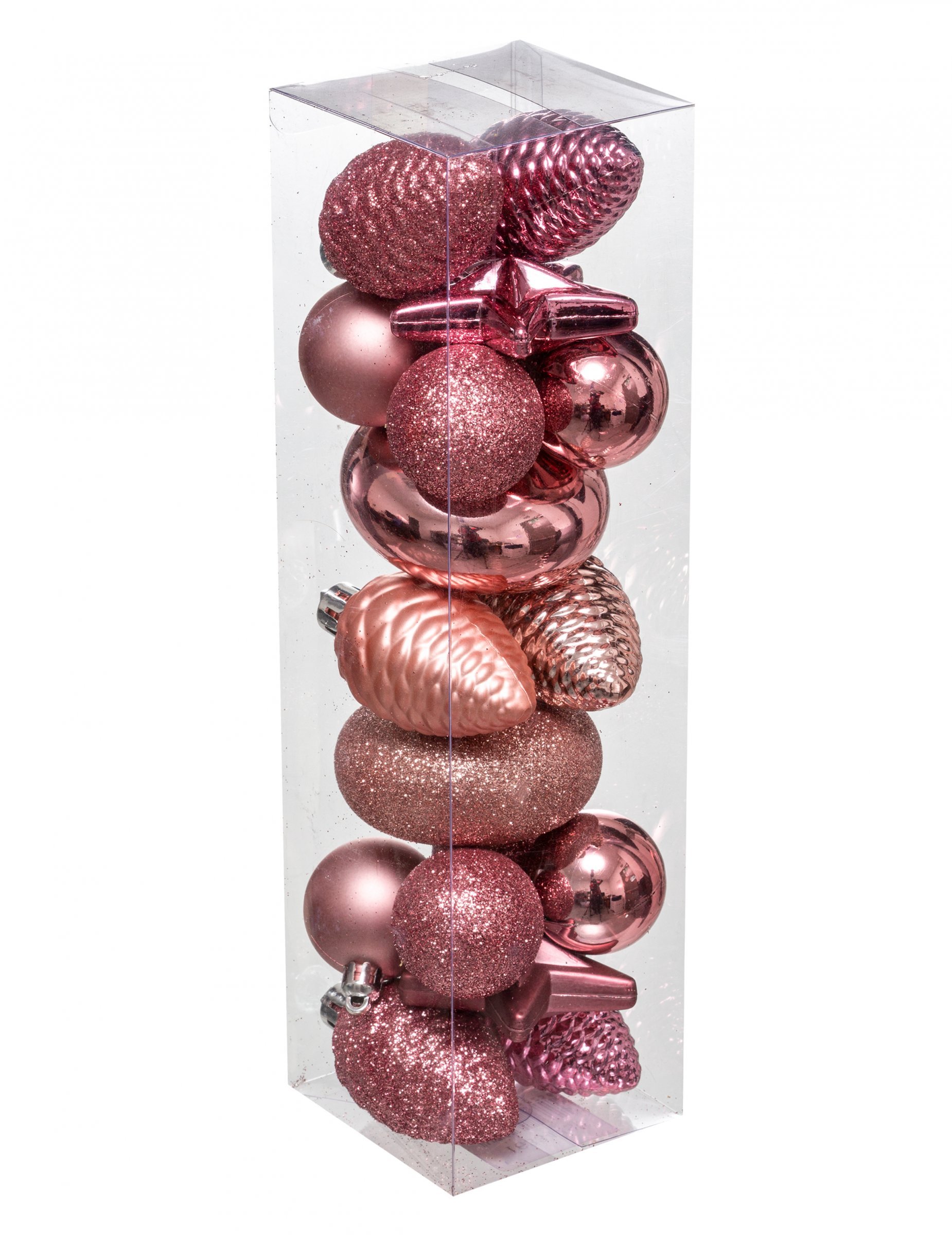 Glänzendes Christbaum-Schmuckset 18-teilig roségold 4 cm von JJA