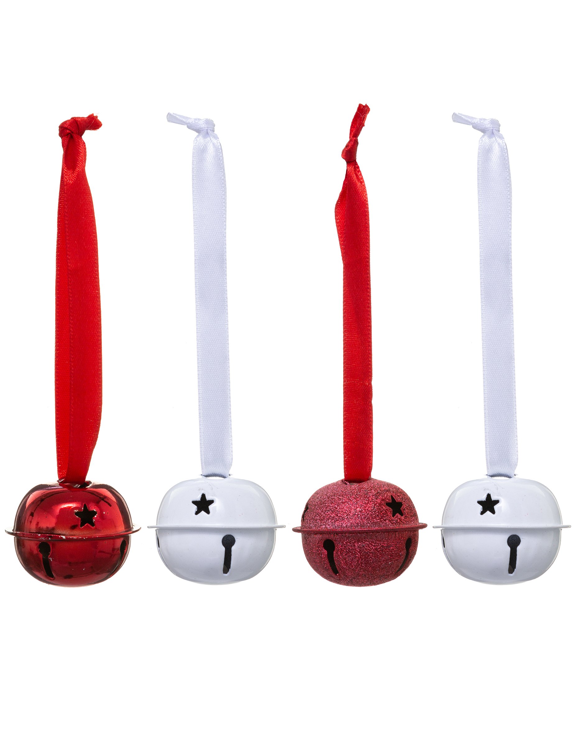 Glocken-Set aus Metall Christbaum-Schmuck 4-teilig weiß-rot 10 x 4 cm Glocken-Set aus Metall Christbaum-Schmuck 4-teilig weiß-rot 10 x 4 cm von JJA