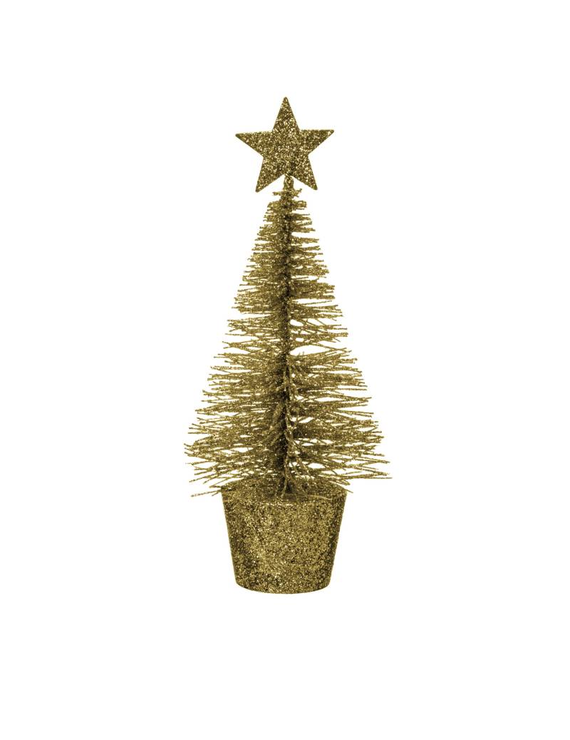Goldener Metall-Tannenbaum Dekofigur 14 cm mit Glitzer Goldener Metall-Tannenbaum Dekofigur 14 cm mit Glitzer von JJA