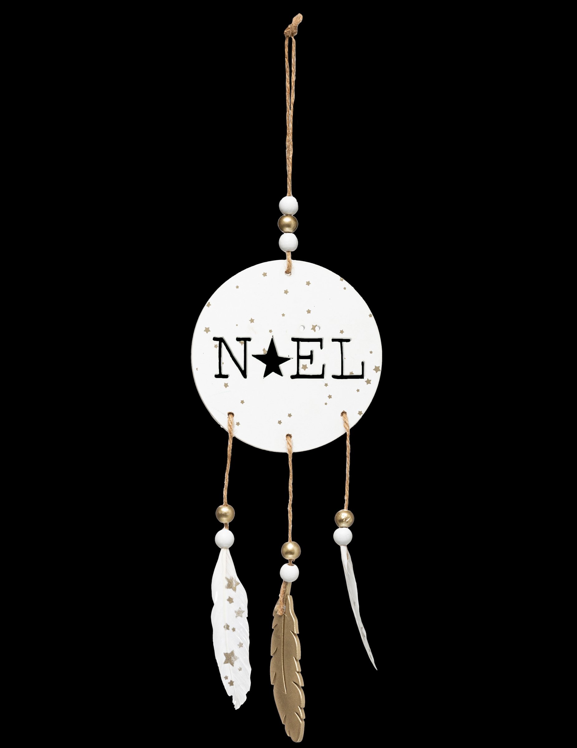 Holzanhänger Boho Federn Weihnachtsdekoration 28 cm von JJA