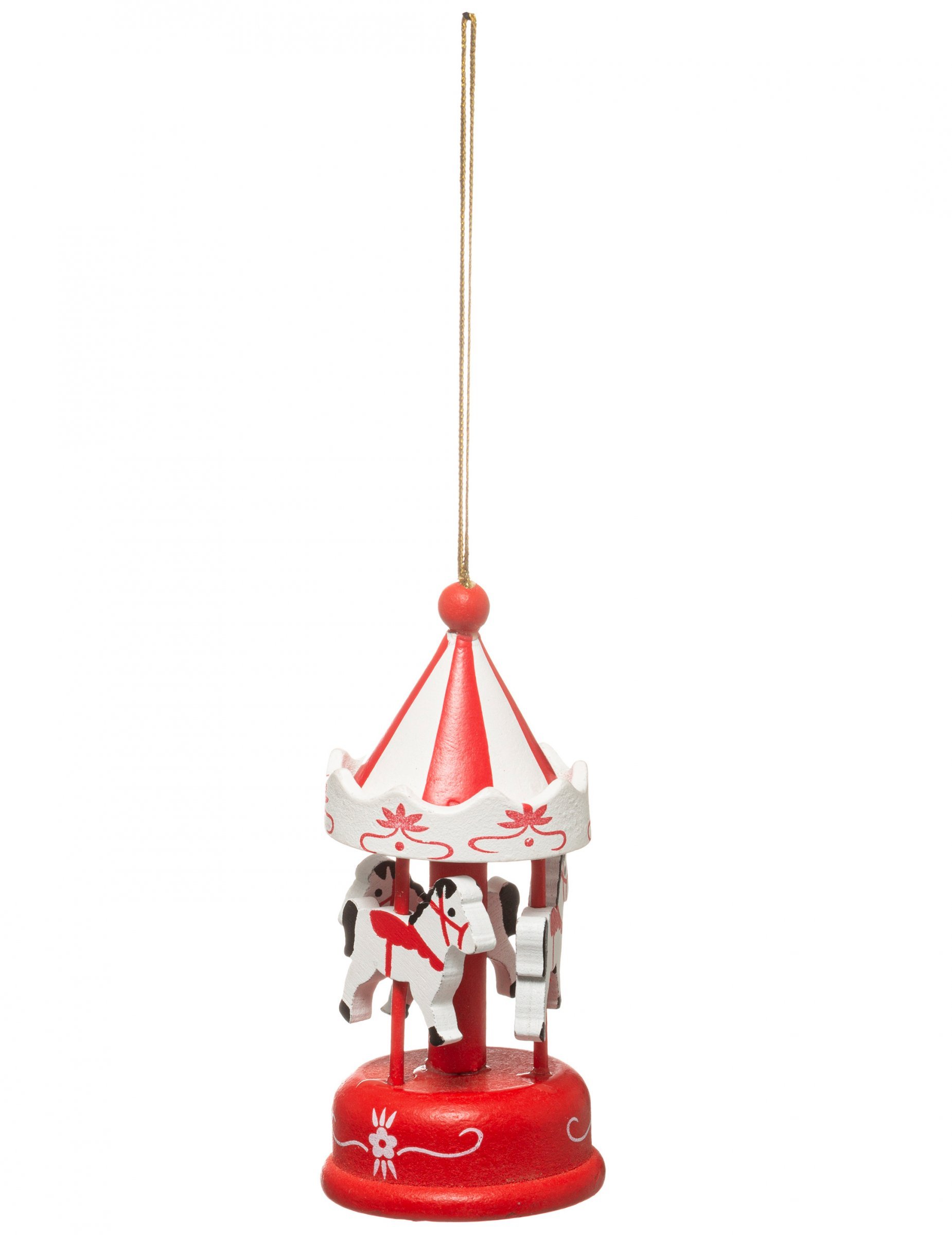 Klassisches Karussell Christbaumschmuck für Weihnachten rot-weiß 9 cm von JJA
