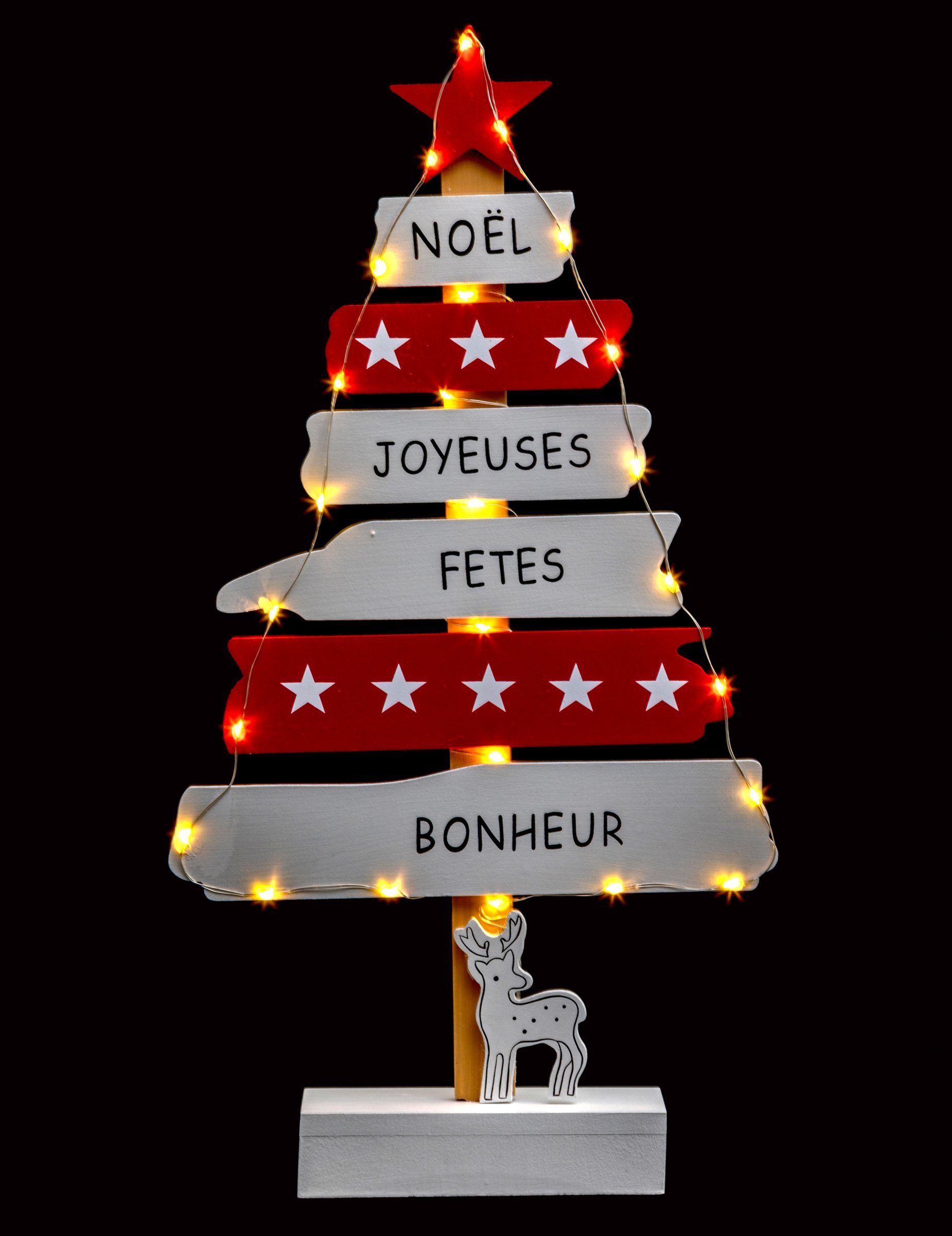 Leuchtbaum Rot Weiß Deko-Tannenbaum 50 cm von JJA