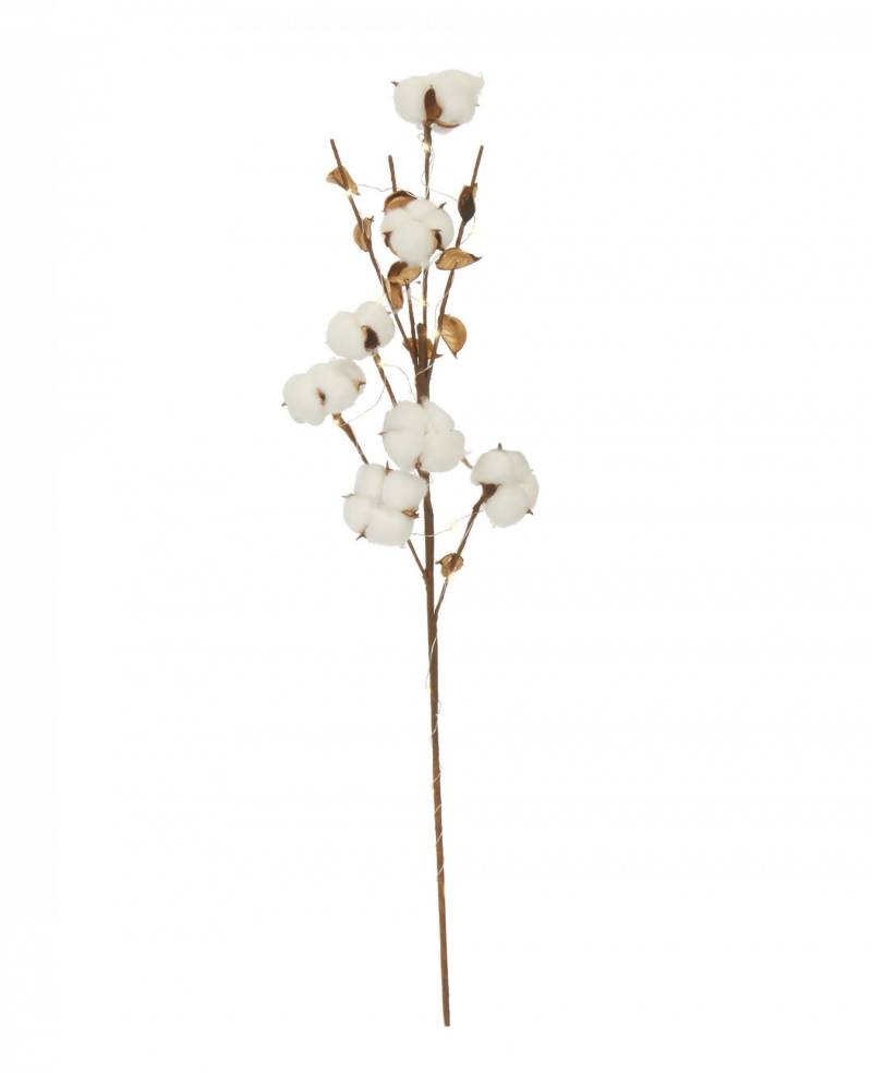 Leuchtender Baumwoll-Zweig Weihnachtsdeko weiß-braun 75 cm von JJA