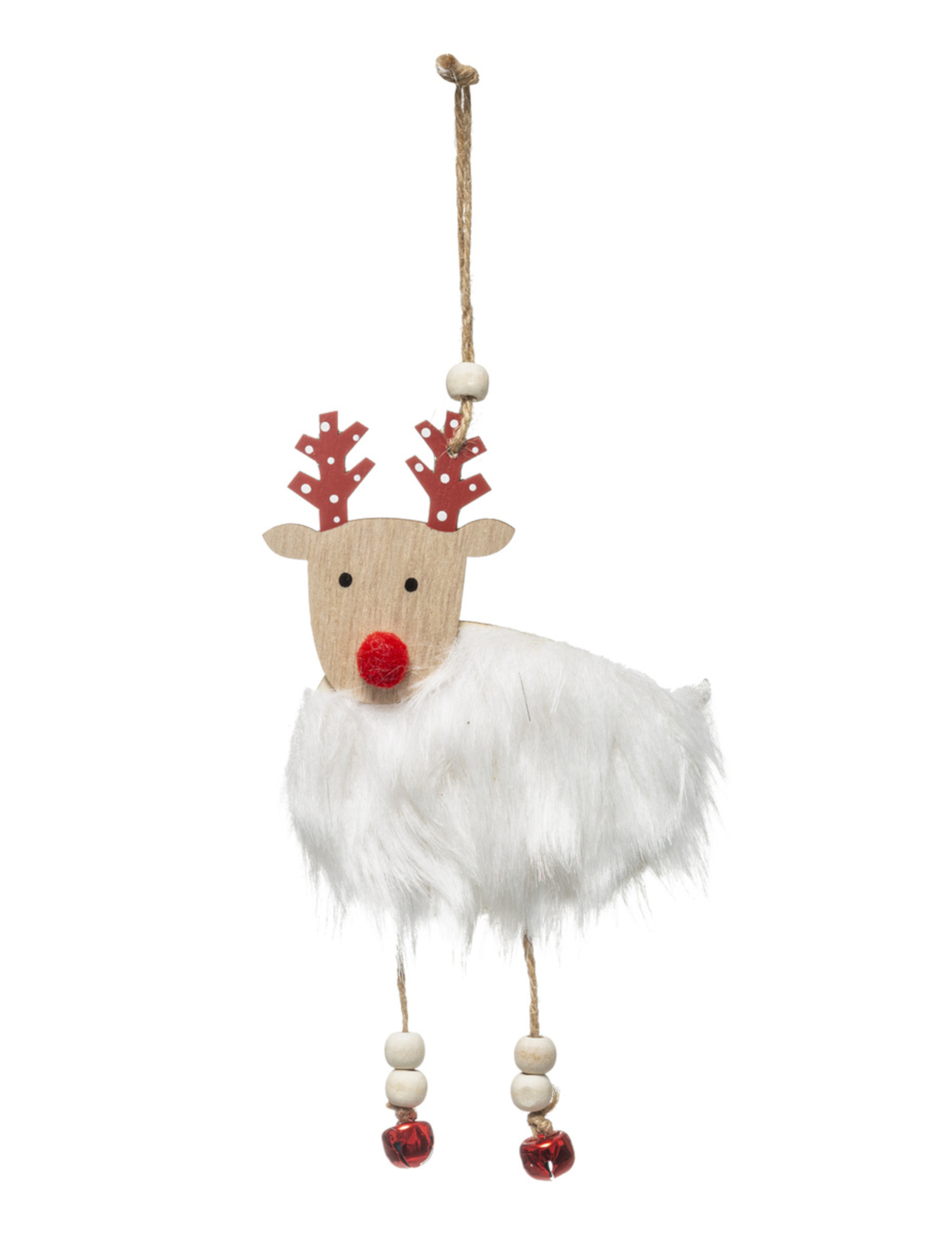 Rentier-Hängedekoration Weihnachtsdeko weiß-braun-rot 18 cm von JJA