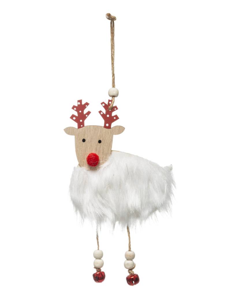 Rentier-Hängedekoration Weihnachtsdeko weiß-braun-rot 18 cm von JJA