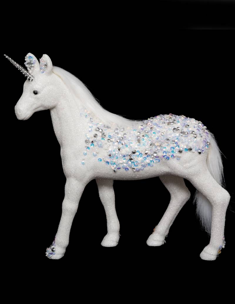 Schimmerndes Einhorn Deko-Figur mit Strass weiss 25 cm von JJA