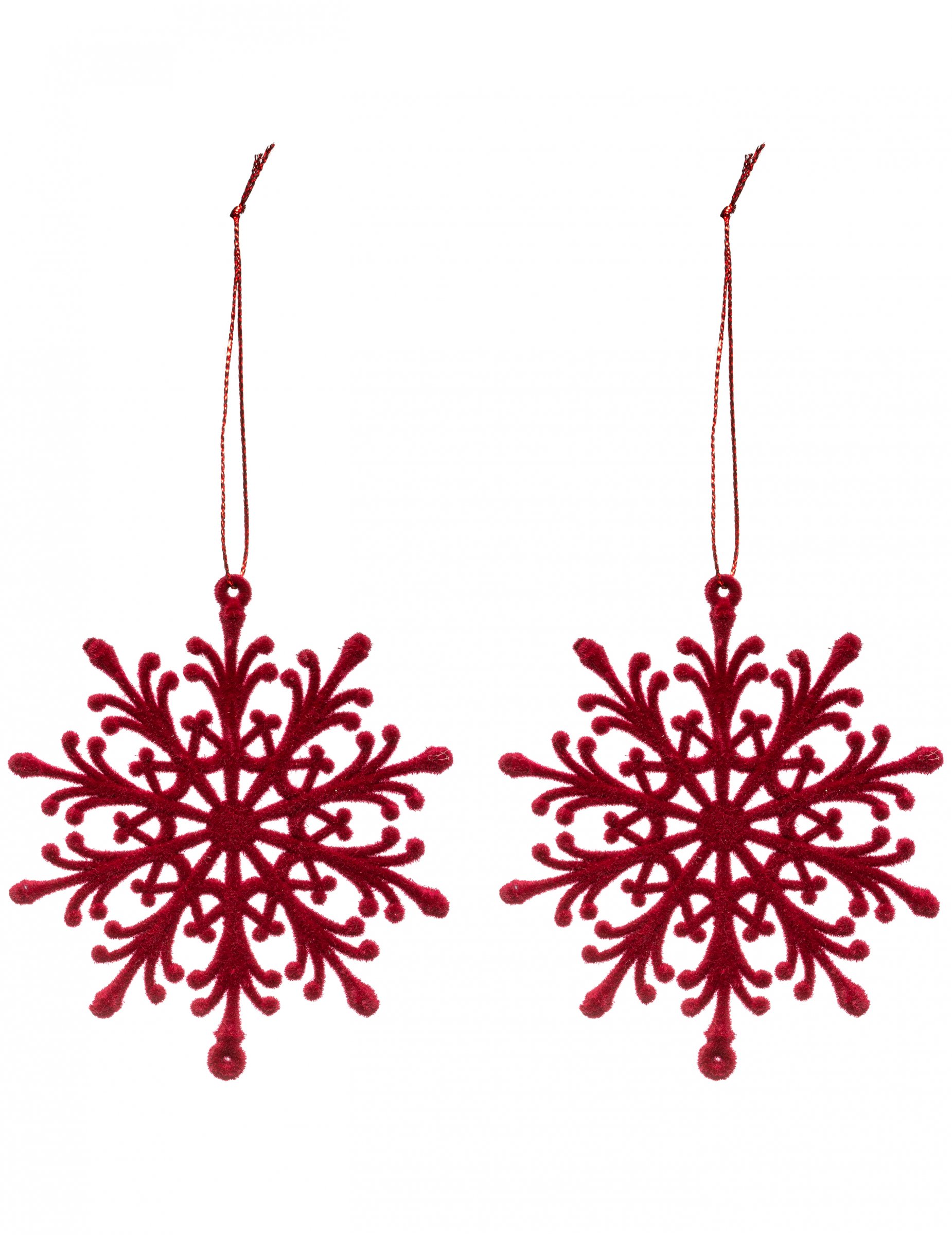 Schneeflocken-Aufhänger aus Samt Christbaumschmuck 2 Stück rot 9,5 cm von JJA