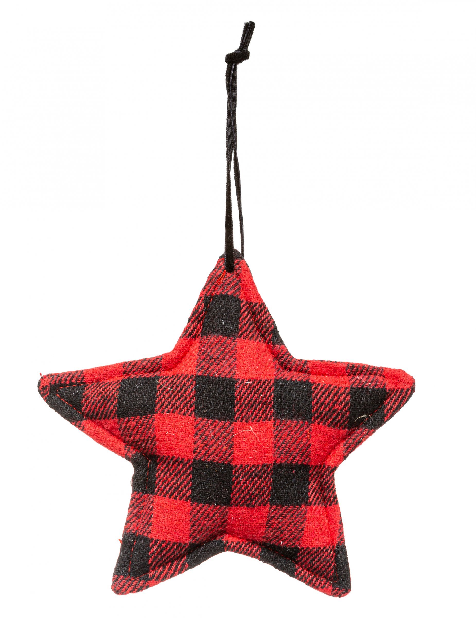 Sternen-Hängedeko Tartan schwarz-rot 15 cm von JJA