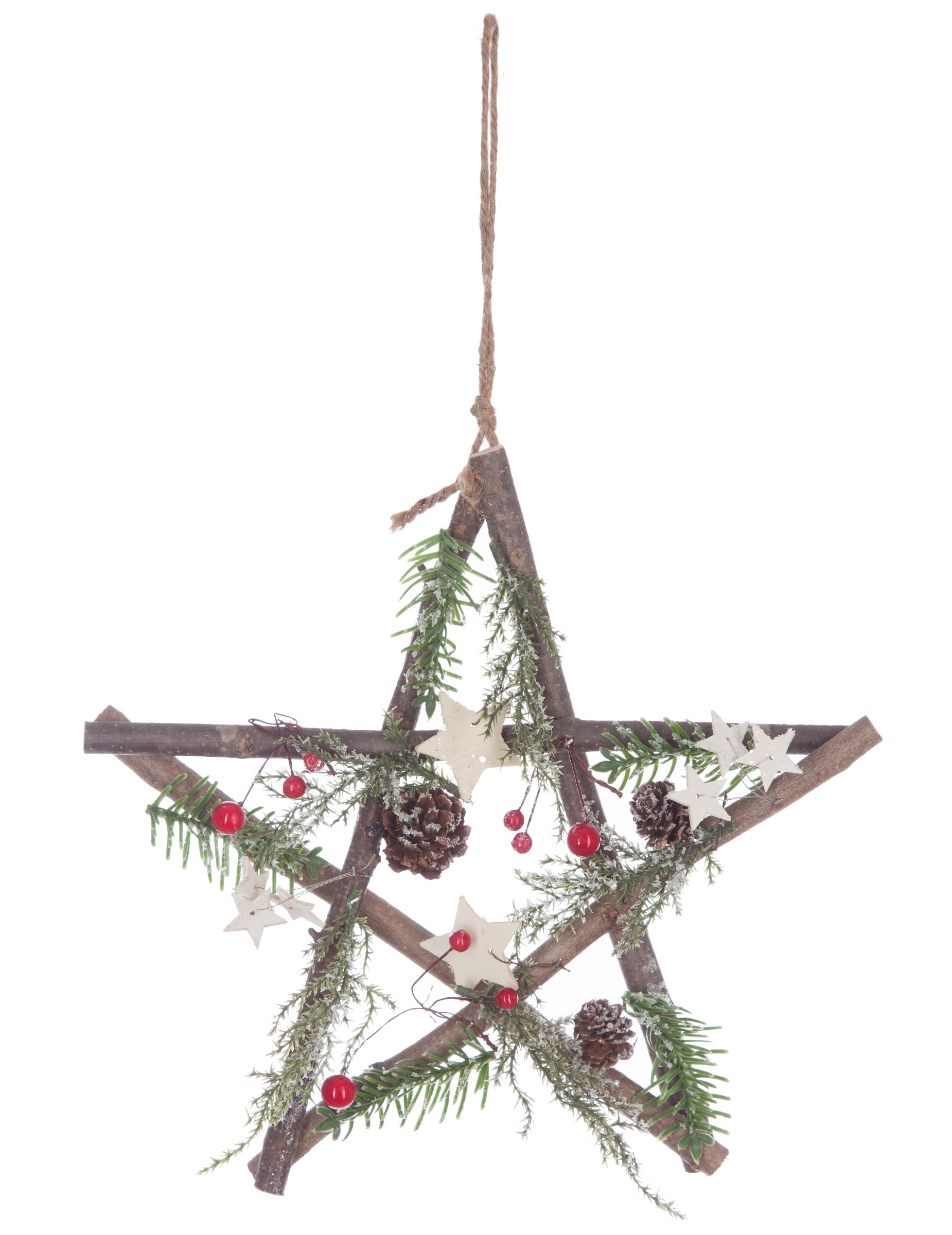 Sternen-Hängedeko aus Holz Weihnachten braun-rot-grün 28 cm Sternen-Hängedeko aus Holz Weihnachten braun-rot-grün 28 cm von JJA