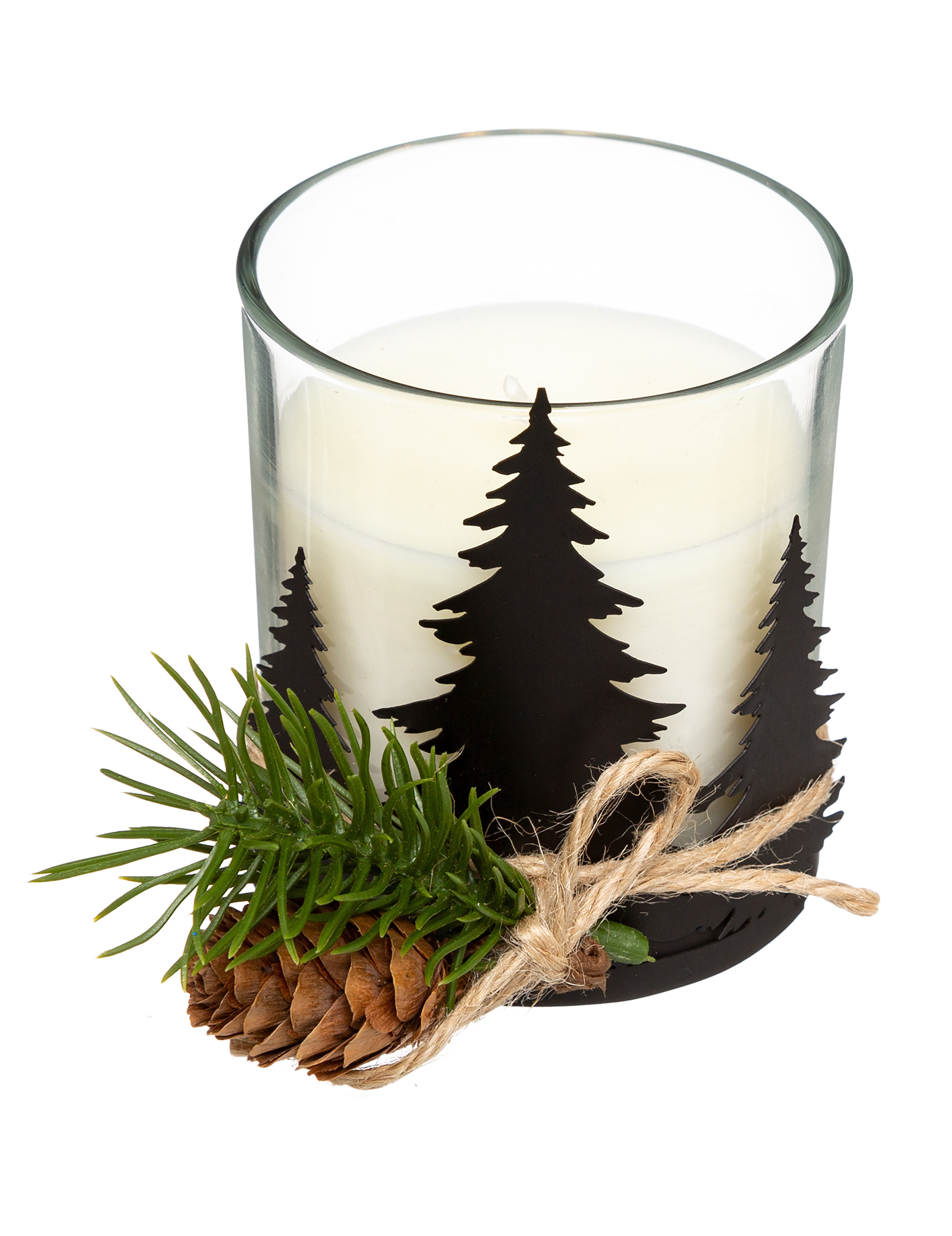 Tannenbaum-Kerzenhalter mit Kerze Weihnachts-Deko transparent-grün-braun 140 g von JJA
