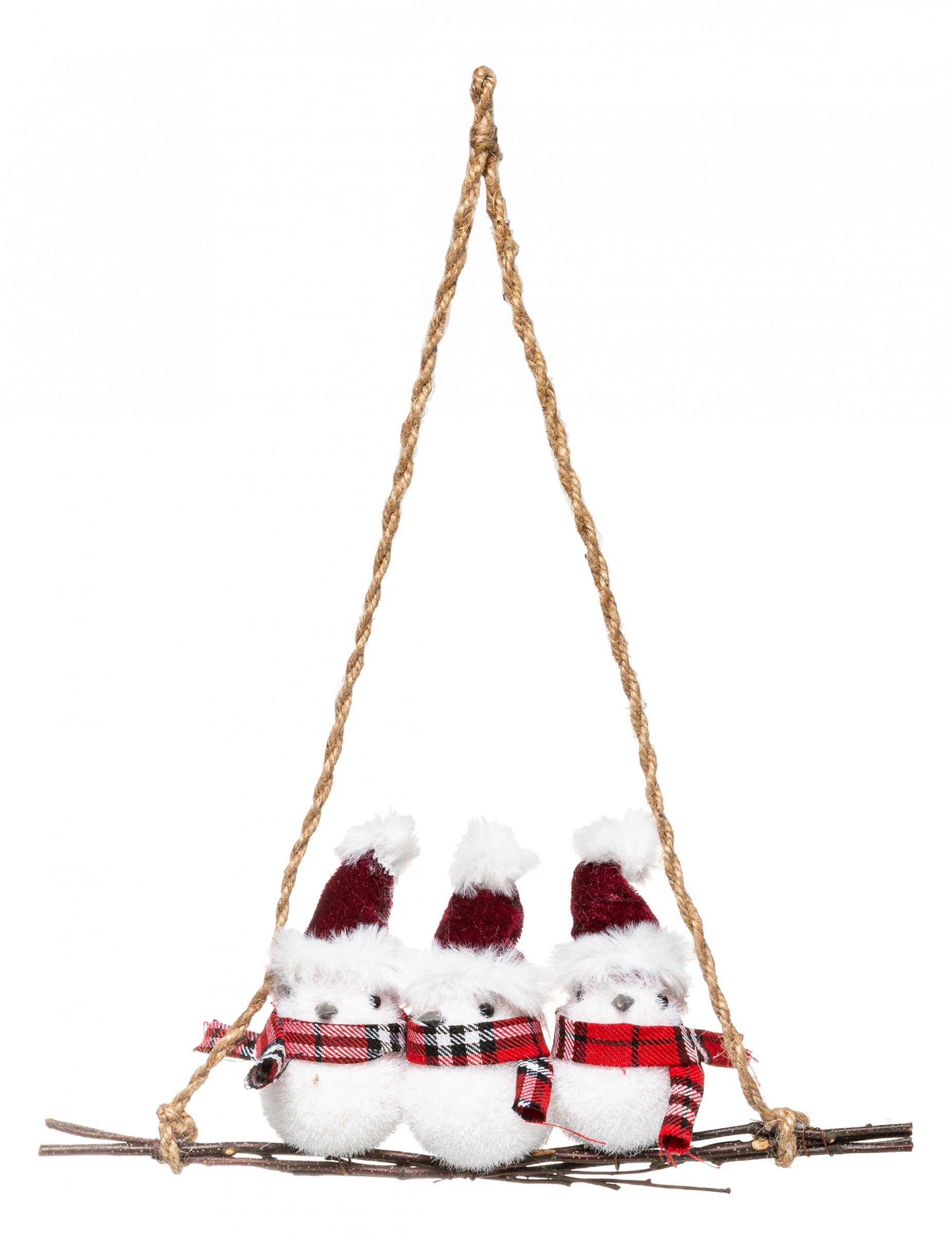 Weihnachts-Vögel auf Ast Hängedeko weiß-rot-braun 35 x 28 cm von JJA