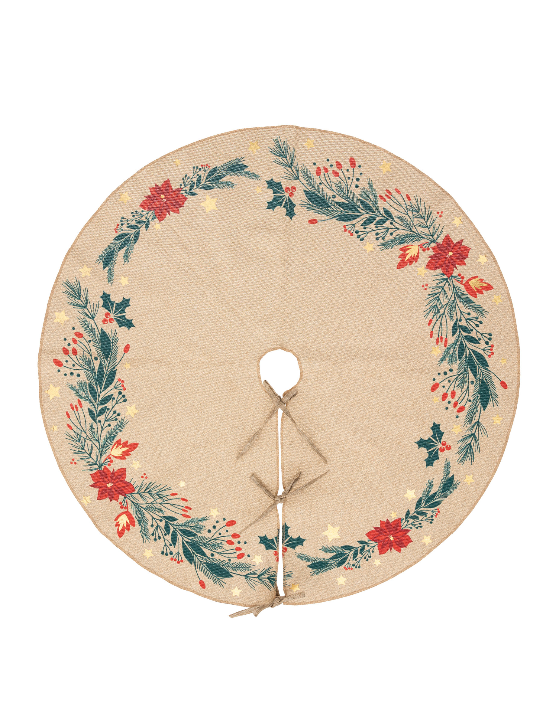Weihnachtsbaumdecke Poinsettia 90 cm Beige aus Polyester Weihnachtsbaumdecke Poinsettia 90 cm Beige aus Polyester von JJA