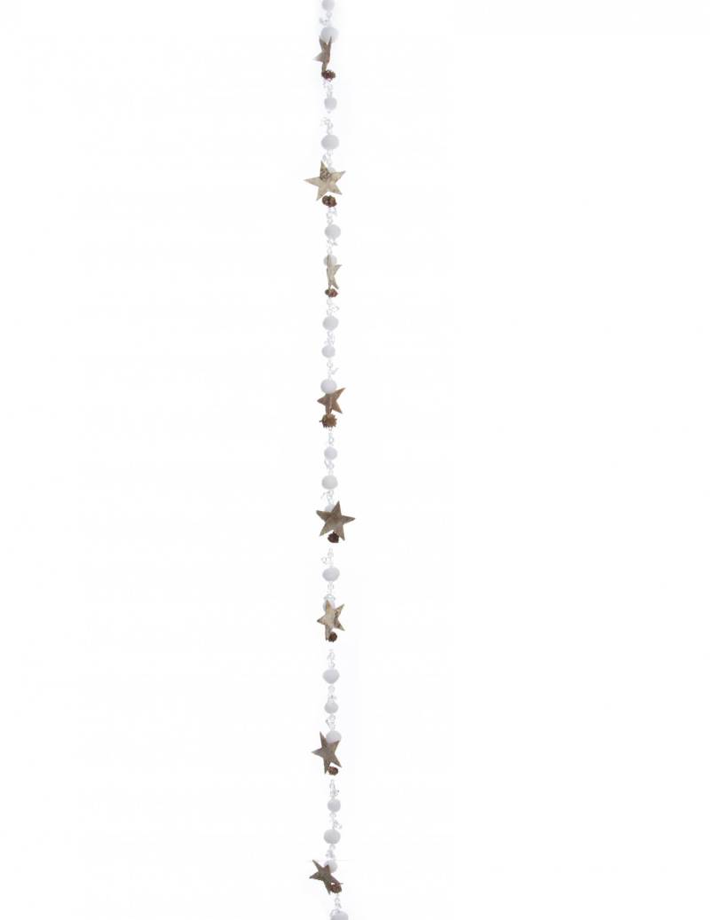 Weihnachtsgirlande Schnee und Sterne weiß-braun 140 cm von JJA