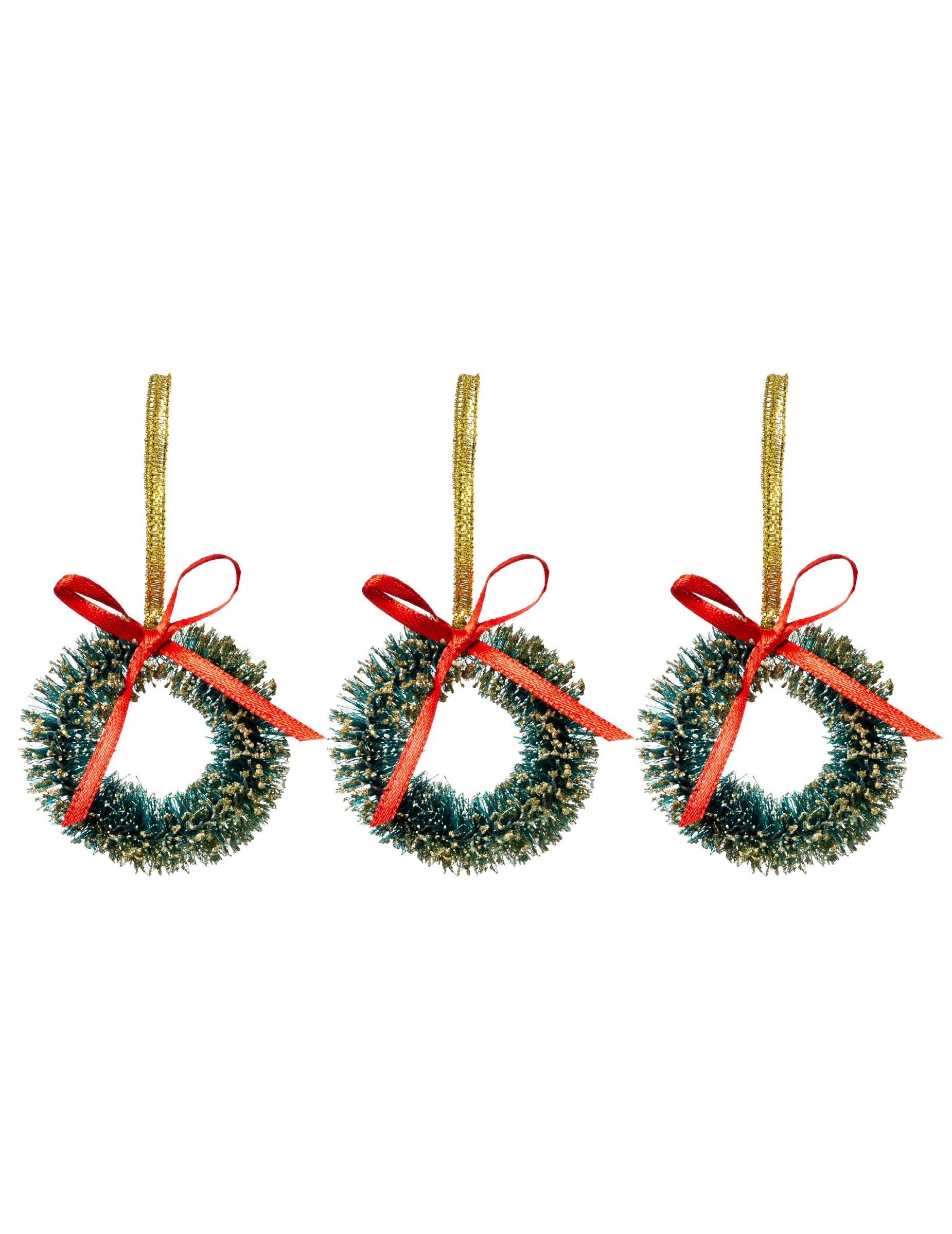 Weihnachtskranz-Christbaumschmuck 3 Stück grün-rot-gold 5 cm von JJA