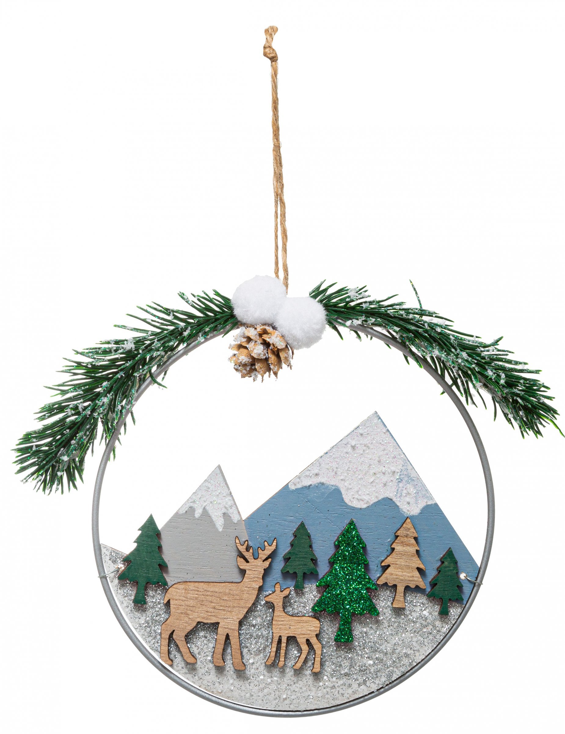 Weihnachtskranz zum Aufhängen Winter-Berglandschaft bunt 15 cm von JJA