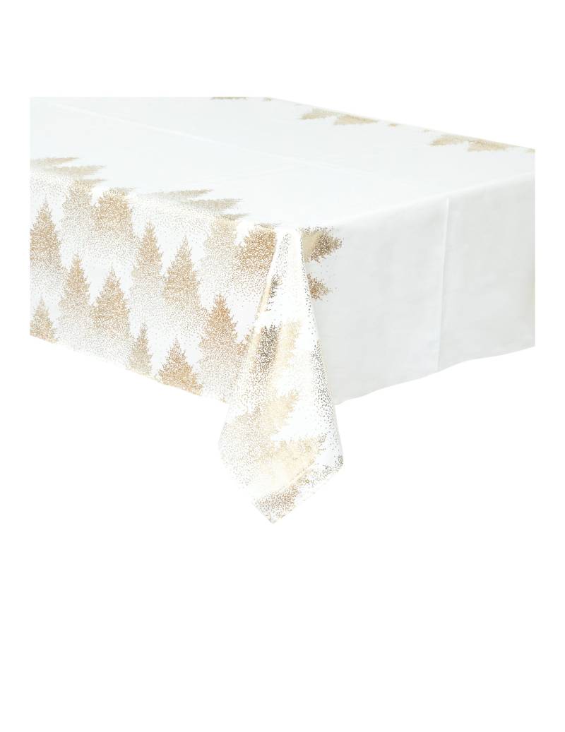 Weiße und goldene Tischdecke mit Tannenbäumen 140 x 240 cm Polyester Weiße und goldene Tischdecke mit Tannenbäumen 140 x 240 cm Polyester von JJA