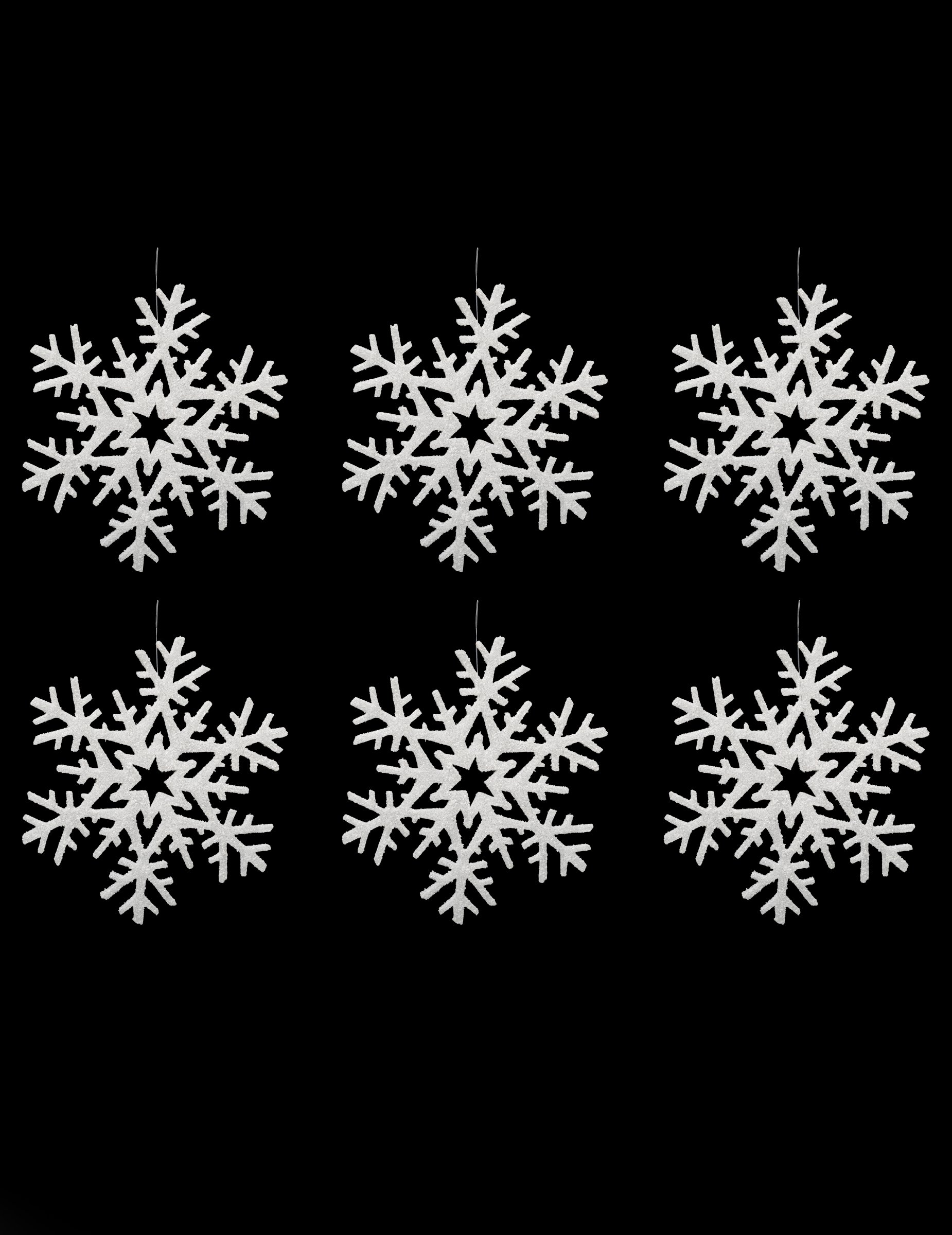 Winterliche Schneeflocken-Aufhänger Weihnachts-Hängedeko 6 Stück weiß 20 cm von JJA