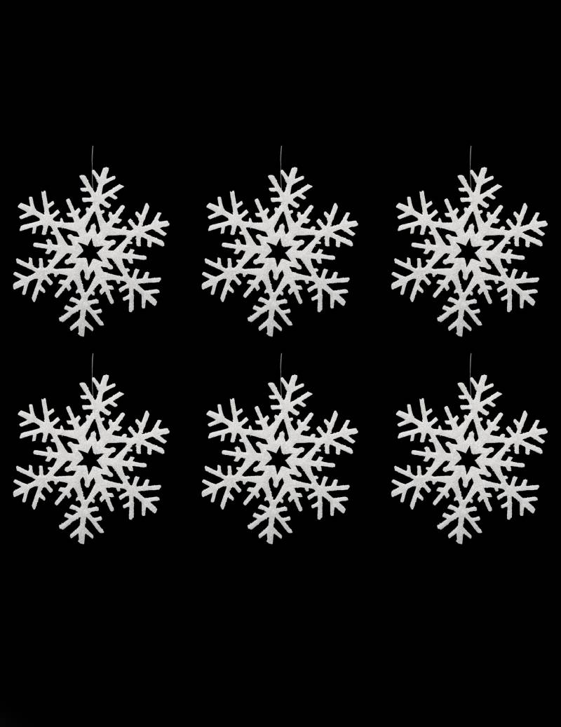 Winterliche Schneeflocken-Aufhänger Weihnachts-Hängedeko 6 Stück weiß 20 cm von JJA