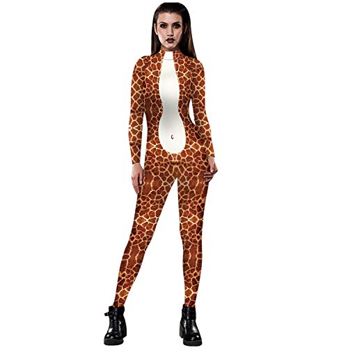 JJEUWE Damen Halloween Kostüm Cosplay Bodysuit 3D Skinny Stretch Kostüm - Gelb - Large von JJEUWE