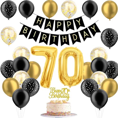 JJJZAMZ 70 Geburtstag Deko für Frauen und Männer - Birthday Balloons, Luftballons Schwarz Gold, Zahlen Luftballon 70, Tortendeko für Mann und Frau JJJZAMZ 70 Geburtstag Deko für Frauen und Männer - Birthday Balloons, Luftballons Schwarz Gold, Zahlen Luftballon 70, Tortendeko für Mann und Frau von JJJZAMZ