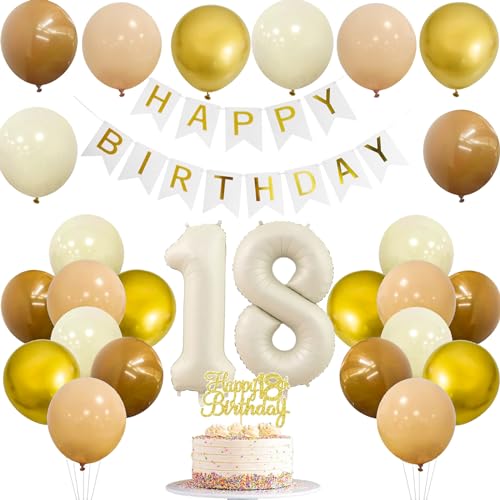 JJJZAMZ Deko 18. Geburtstag Junge Mädchen, Girlande mit Luftballons, Tortendeko Beige Braun Gold für Party Dekoration 18 Jahre von JJJZAMZ