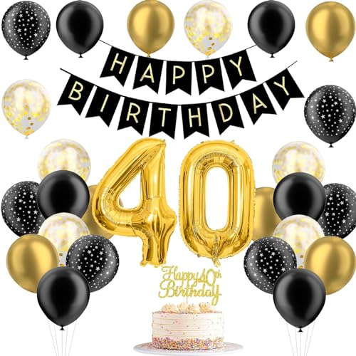 JJJZAMZ Deko 40. Geburtstag für Frauen und Männer - Luftballons Schwarz Gold, Partydekorationen, Gold Zahlen Luftballon, Tortendeko für Mann und Frau JJJZAMZ Deko 40. Geburtstag für Frauen und Männer - Luftballons Schwarz Gold, Partydekorationen, Gold Zahlen Luftballon, Tortendeko für Mann und Frau von JJJZAMZ