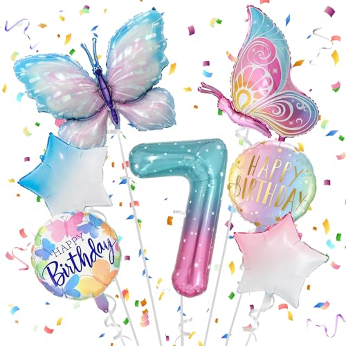 JJJZAMZ Geburtstagsdeko Schmetterling 7 Jahre, Schmetterling Luftballon 7 Geburtstag Mädchen, Folienballon Schmetterling, Schmetterling Deko Geburtstag 7 Jahre Mädchen für Schmetterling Party JJJZAMZ Geburtstagsdeko Schmetterling 7 Jahre, Schmetterling Luftballon 7 Geburtstag Mädchen, Folienballon Schmetterling, Schmetterling Deko Geburtstag 7 Jahre Mädchen für Schmetterling Party von JJJZAMZ
