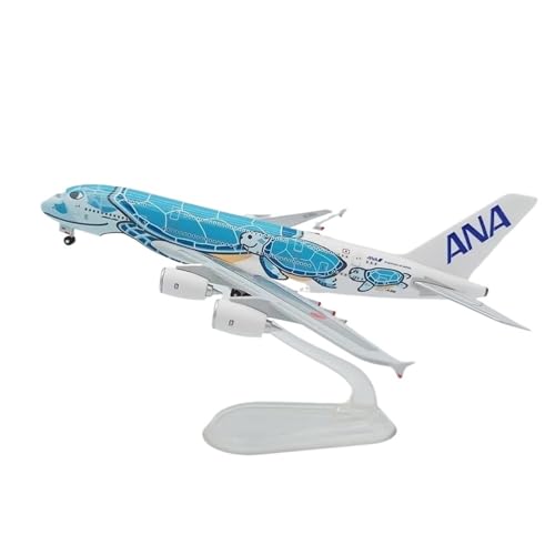 JJOIAS 1/500 16CM A380 Flugzeug Modell Replik Desktop Dekoration Büro Display Ornament Statisch Fertig Kunststoff Meeresschildkröte Himmel Blau von JJOIAS