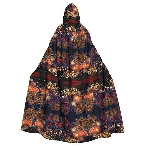 JJPUNGK Bequemer Kapuzenumhang mit Feuerwerk-Aufdruck, für Damen und Herren, für Karneval, Cosplay und Mottopartys von JJPUNGK