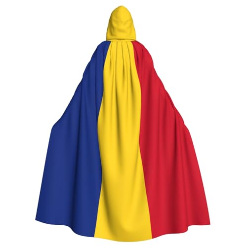 JJPUNGK Bequemer Kapuzenumhang mit Flagge von Rumänien, für Damen und Herren, für Karneval, Cosplay und Mottopartys von JJPUNGK