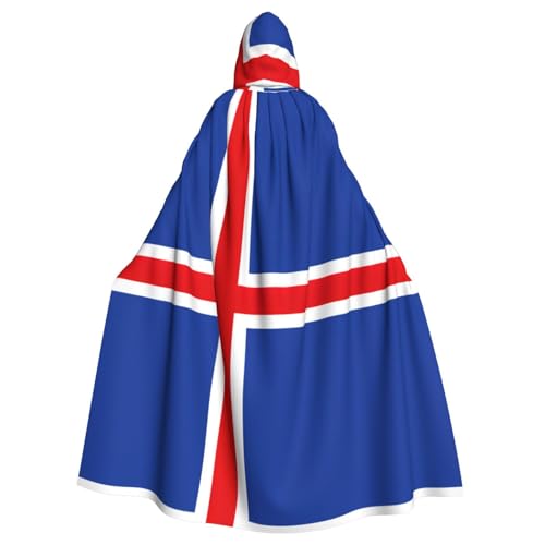JJPUNGK Bequemer Kapuzenumhang mit Island-Flagge für Damen und Herren, für Karneval, Cosplay und Mottopartys von JJPUNGK