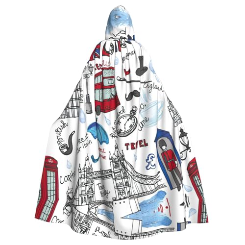 JJPUNGK Bequemer Kapuzenumhang mit London-Druck, für Damen und Herren, für Karneval, Cosplay und Mottopartys JJPUNGK Bequemer Kapuzenumhang mit London-Druck, für Damen und Herren, für Karneval, Cosplay und Mottopartys von JJPUNGK