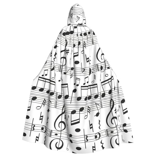 JJPUNGK Bequemer Kapuzenumhang mit Musiknoten-Druck, für Damen und Herren, für Karneval, Cosplay und Mottopartys von JJPUNGK