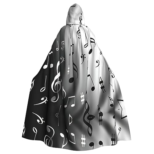 JJPUNGK Bequemer Kapuzenumhang mit Musiknoten für Damen und Herren, für Karneval, Cosplay und Themenpartys von JJPUNGK