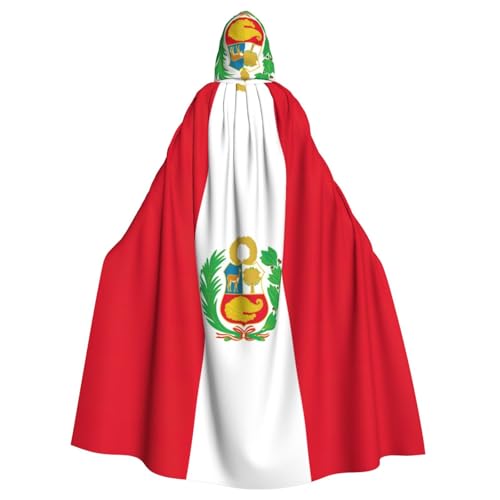 JJPUNGK Bequemer Kapuzenumhang mit Peru-Flagge für Damen und Herren, für Karneval, Cosplay und Mottopartys von JJPUNGK
