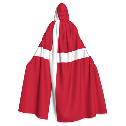 JJPUNGK Bequemer Kapuzenumhang mit dänischer Flagge, für Damen und Herren, für Karneval, Cosplay und Mottopartys von JJPUNGK