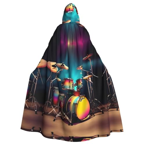 JJPUNGK Cooles Schlagzeug-Set, bedruckt, bequemer Kapuzenumhang für Damen und Herren, für Karneval, Cosplay und Mottopartys JJPUNGK Cooles Schlagzeug-Set, bedruckt, bequemer Kapuzenumhang für Damen und Herren, für Karneval, Cosplay und Mottopartys von JJPUNGK